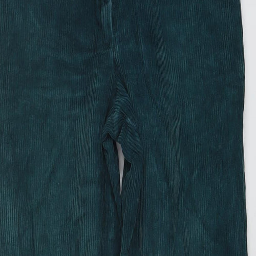 St Michael Womens Green Cotton Trousers Size 14 L29 in Regular Button