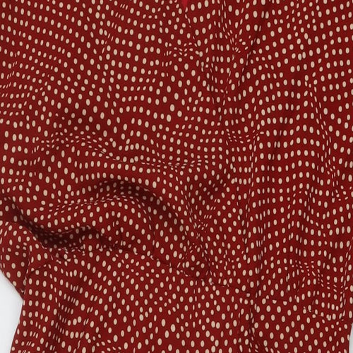 AX Paris Womens Brown Polka Dot Polyester A-Line Size 14 V-Neck Zip