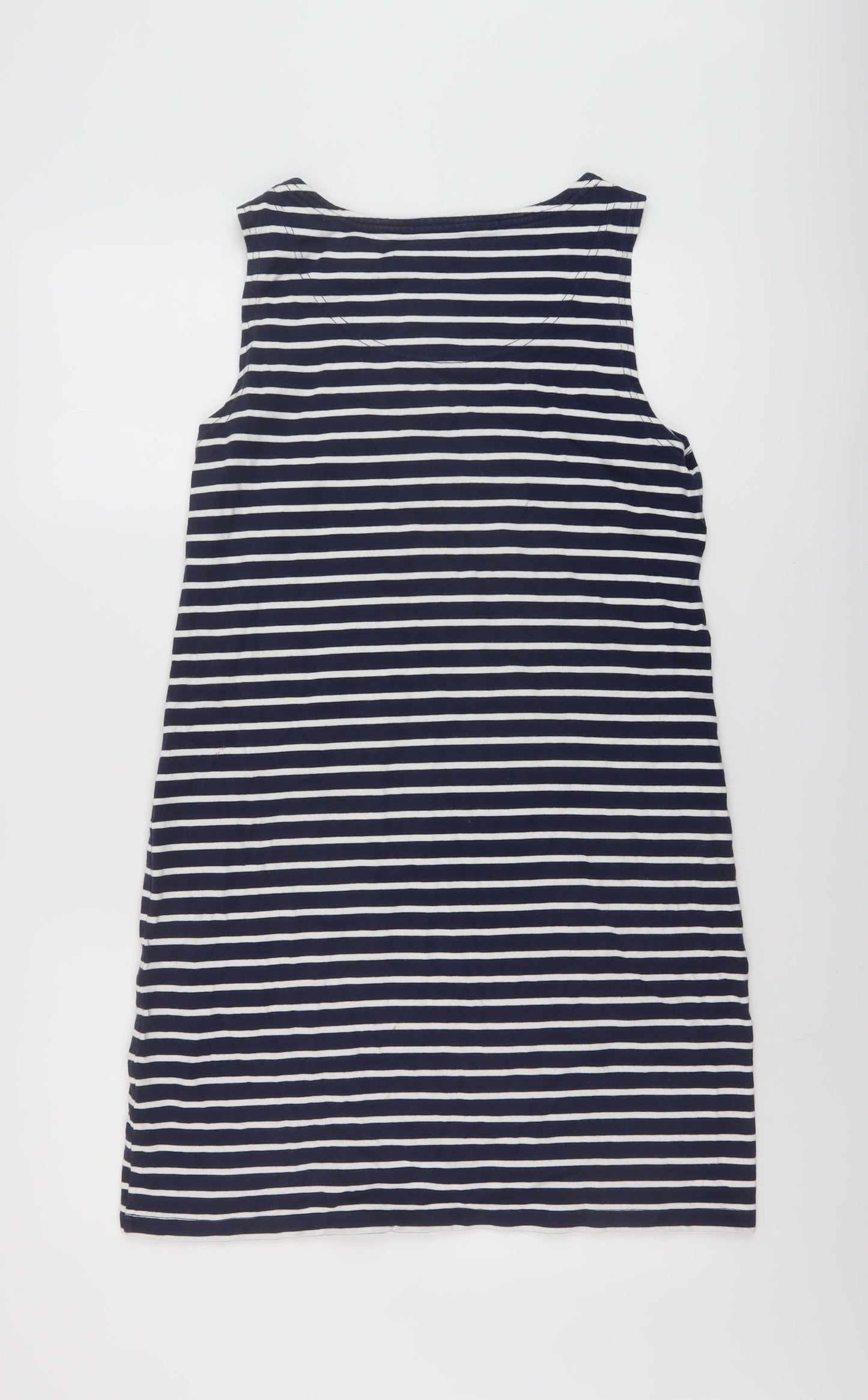 Joules Womens Blue Striped Cotton A-Line Size 14 Round Neck Pullover