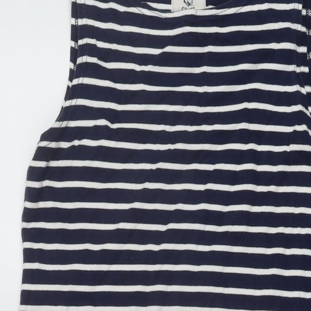 Joules Womens Blue Striped Cotton A-Line Size 14 Round Neck Pullover