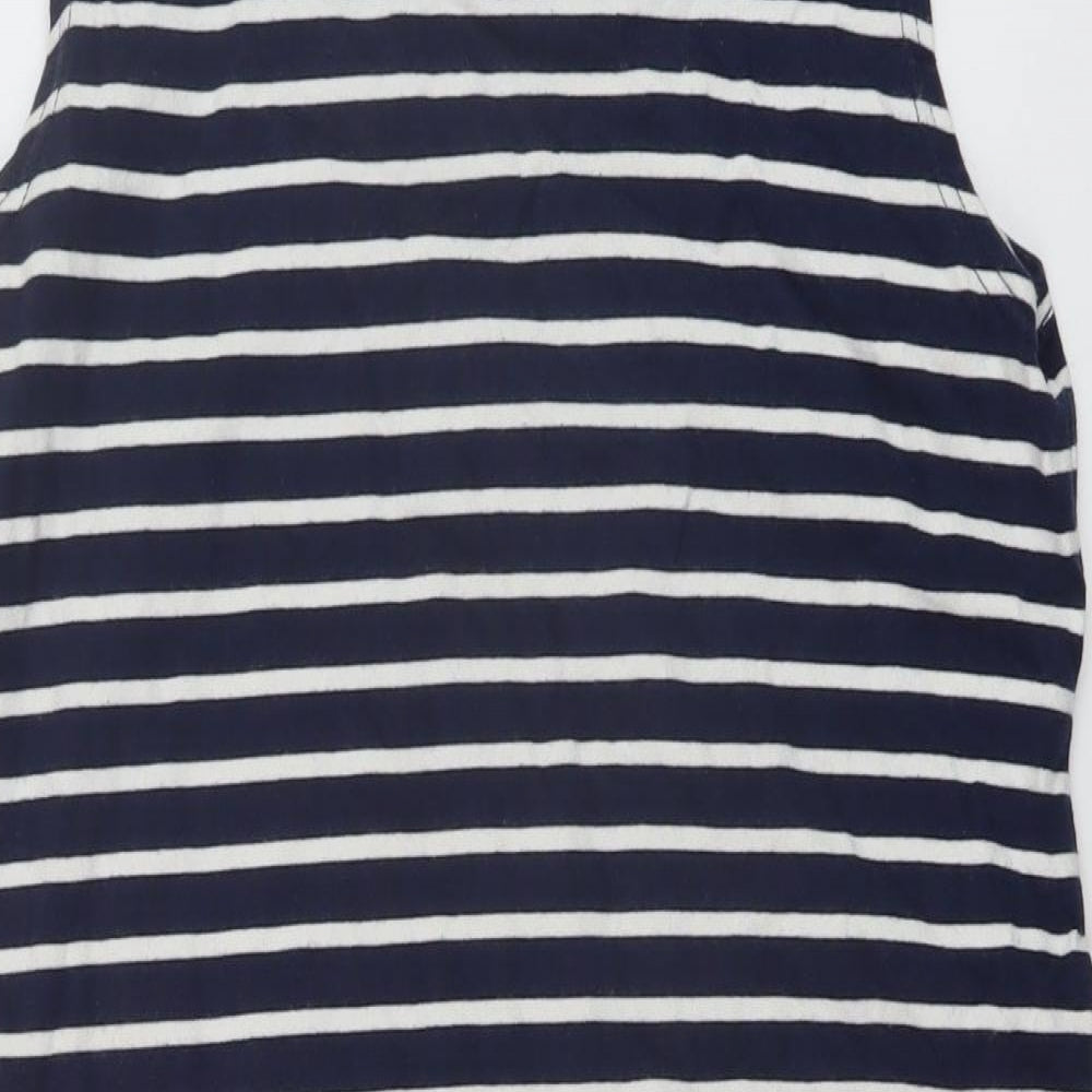 Joules Womens Blue Striped Cotton A-Line Size 14 Round Neck Pullover