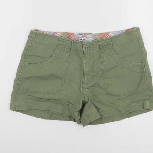 Old Navy Womens Green Cotton Hot Pants Shorts Size 6 L3 in Regular Button