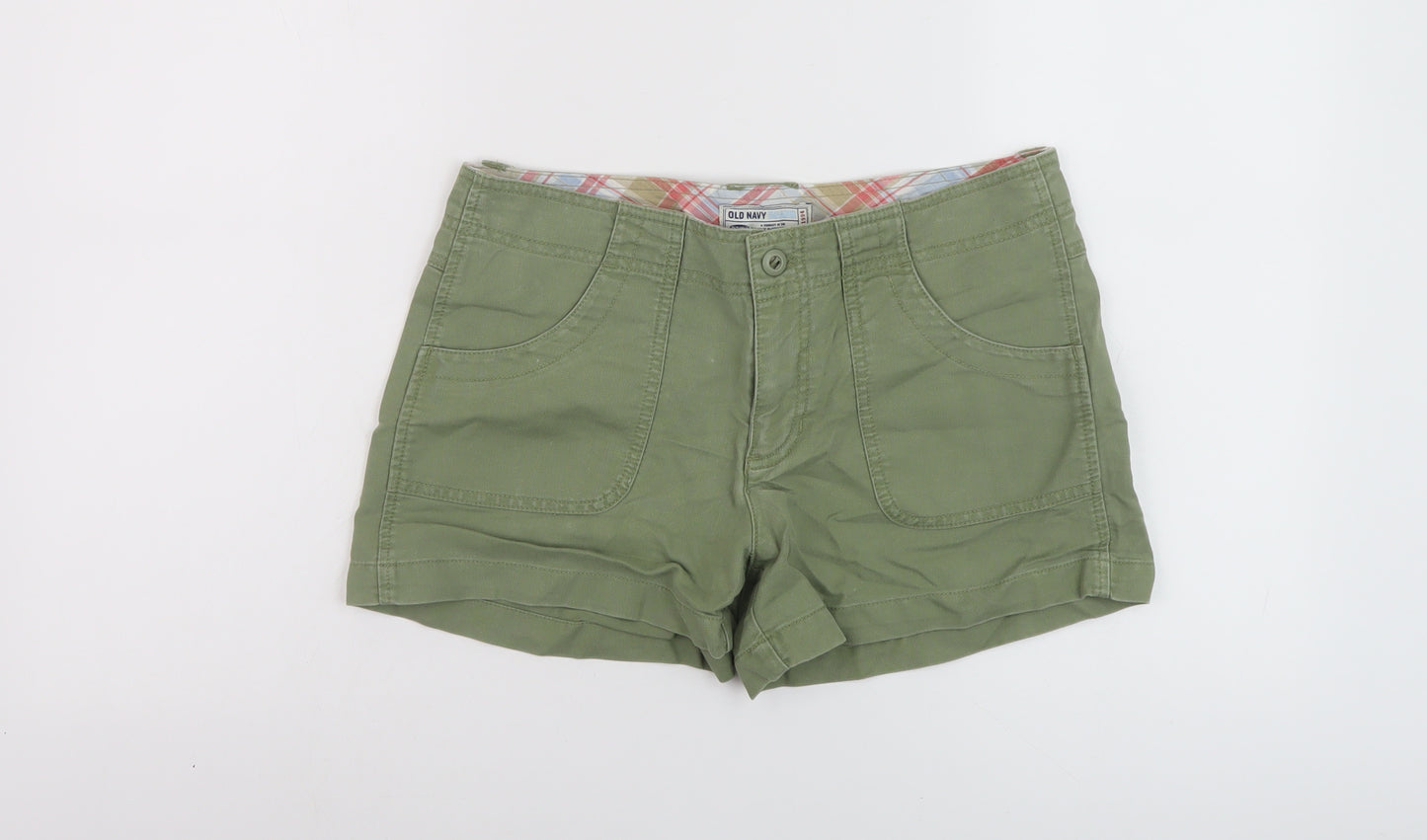 Old Navy Womens Green Cotton Hot Pants Shorts Size 6 L3 in Regular Button