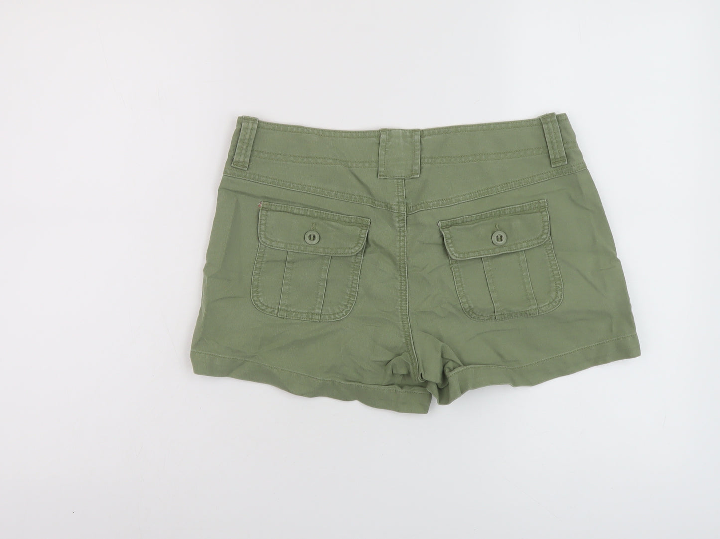 Old Navy Womens Green Cotton Hot Pants Shorts Size 6 L3 in Regular Button