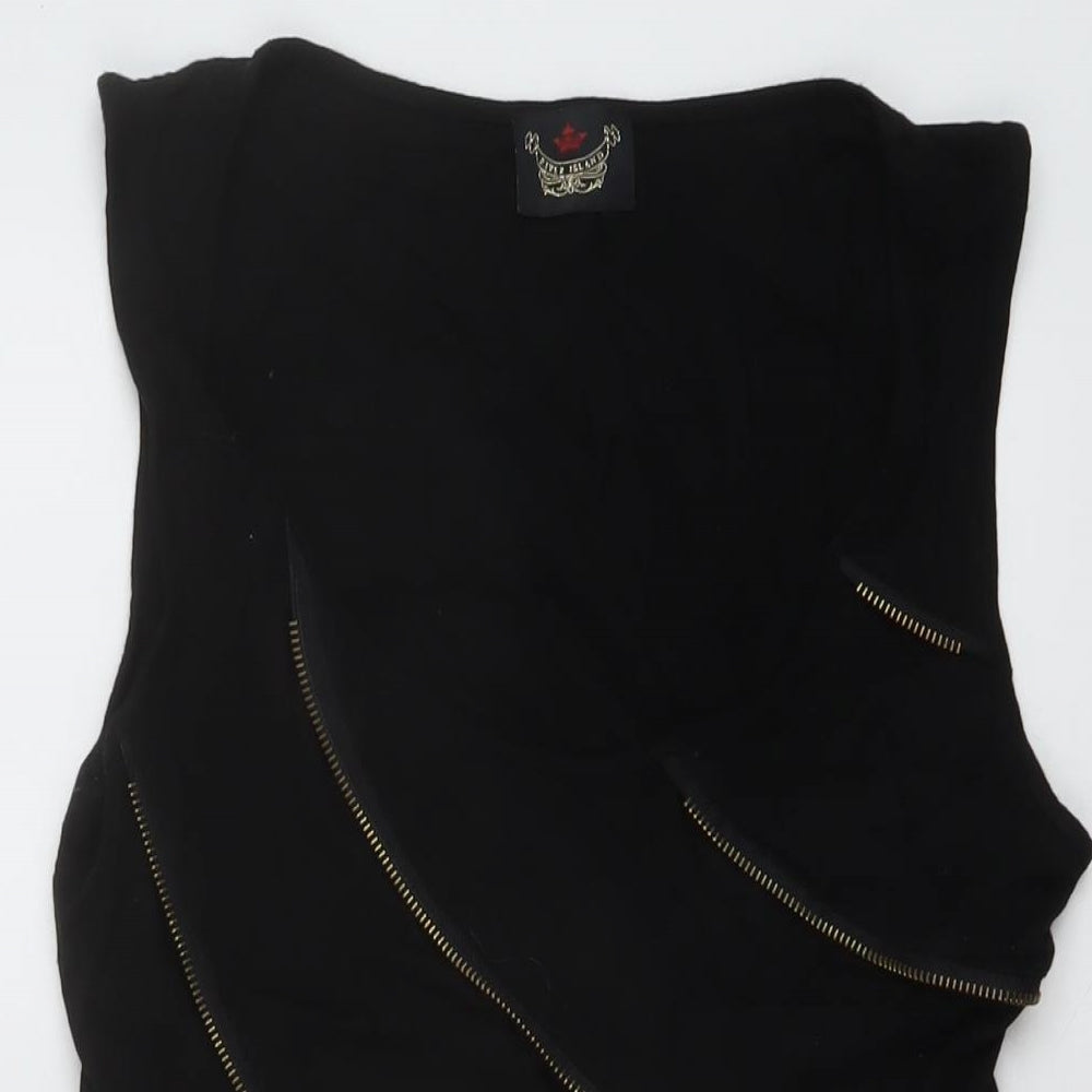 River Island Womens Black Viscose Mini Size 14 Round Neck Pullover