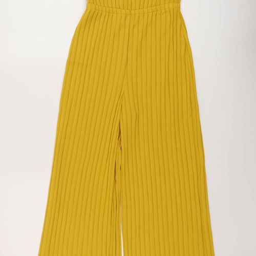 Bershka Womens Yellow Polyester Jumpsuit One-Piece Size S Pullover