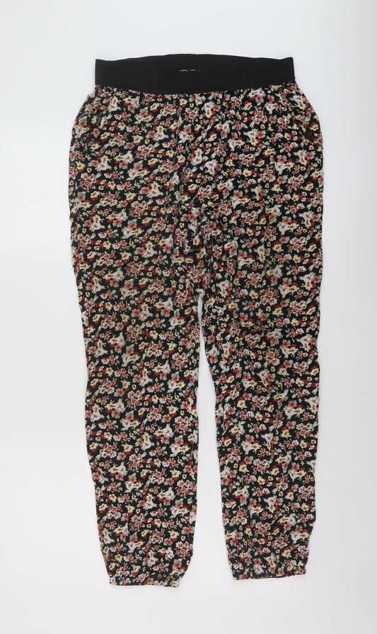 Select Womens Multicoloured Floral Viscose Trousers Size 12 L26 in Regular