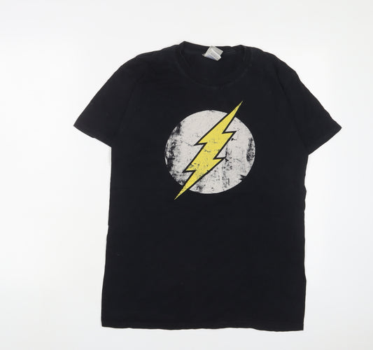 DC Comics Mens Black Cotton T-Shirt Size M Crew Neck