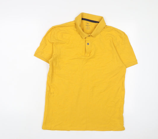 Marks and Spencer Mens Yellow Camel Polo Size M Collared Button