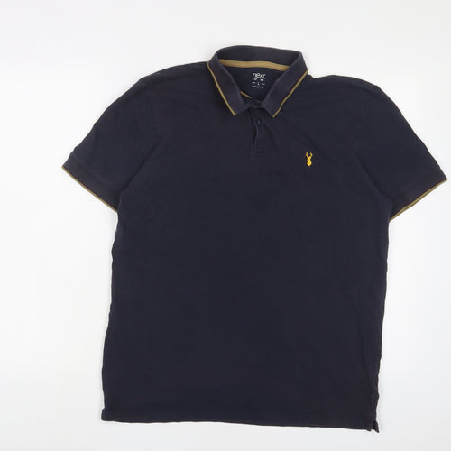 NEXT Mens Blue Cotton Polo Size L Collared Button