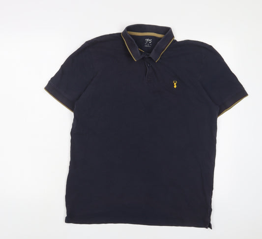 NEXT Mens Blue Cotton Polo Size L Collared Button