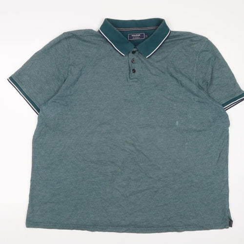 Maine Mens Green Cotton Polo Size 2XL Collared Button