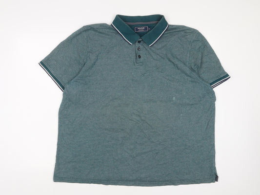 Maine Mens Green Cotton Polo Size 2XL Collared Button