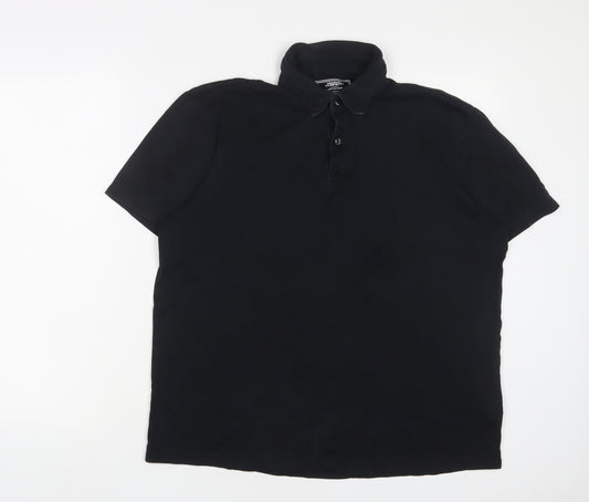 Charles Tyrwhitt Mens Black Cotton Polo Size M Collared Button