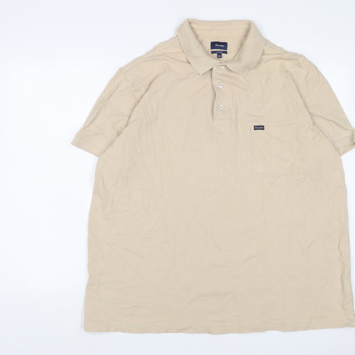 Faconnable Mens Beige Cotton Polo Size 2XL Collared Button