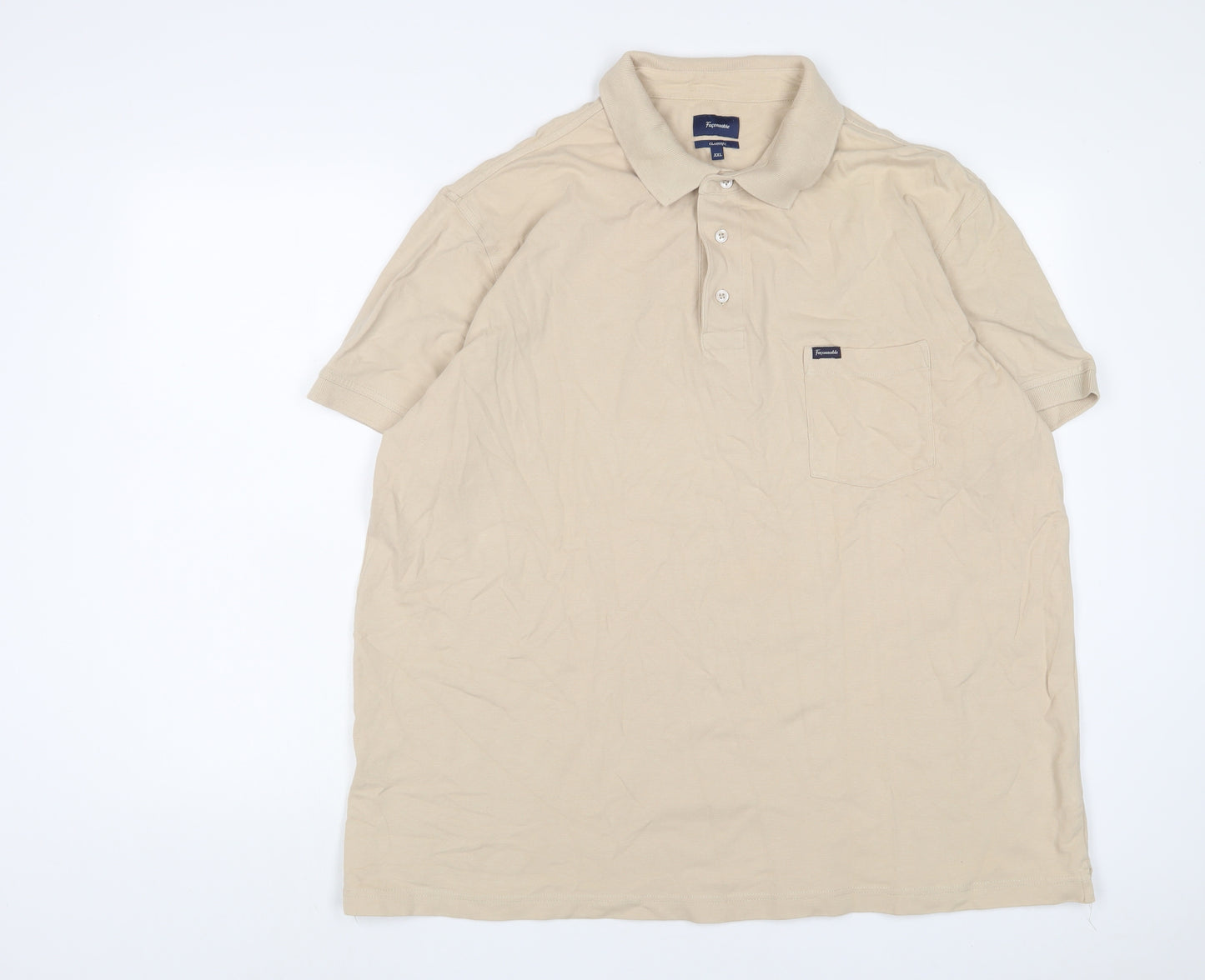 Faconnable Mens Beige Cotton Polo Size 2XL Collared Button