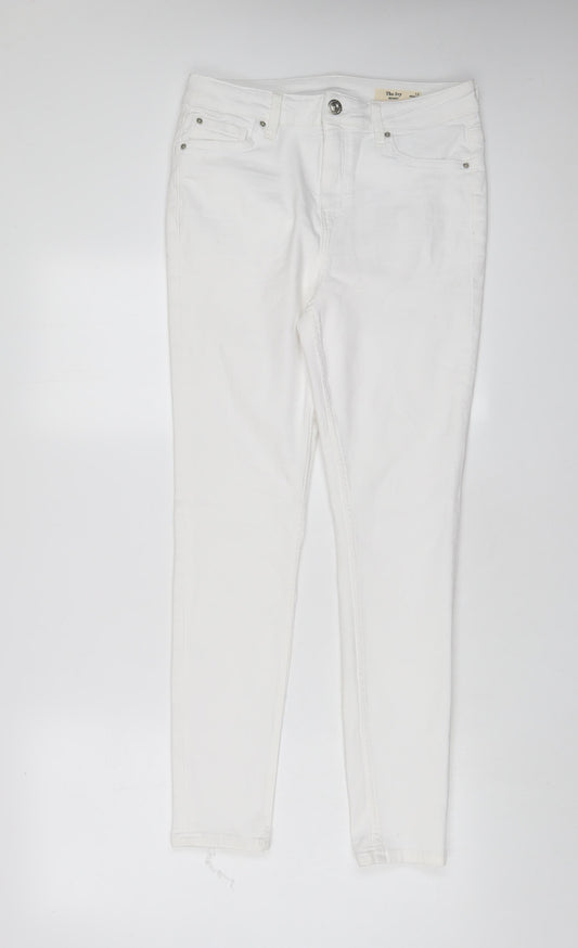 Marks and Spencer Womens White Cotton Skinny Jeans Size 12 L30 in Regular Zip