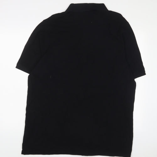 Marks and Spencer Mens Black Cotton Polo Size 2XL Collared Button