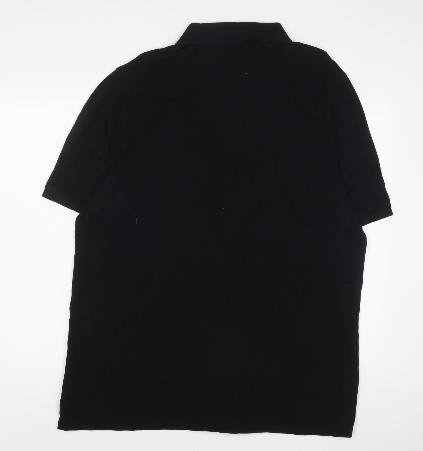 Marks and Spencer Mens Black Cotton Polo Size 2XL Collared Button