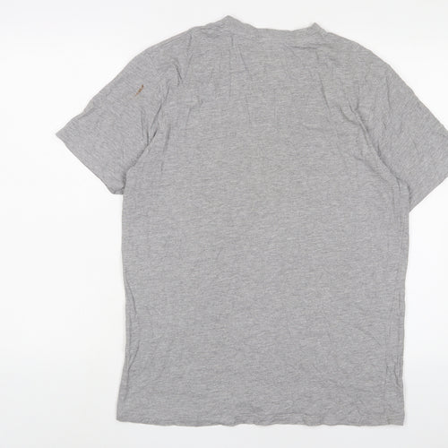 Charles Wilson Mens Grey Cotton T-Shirt Size L V-Neck