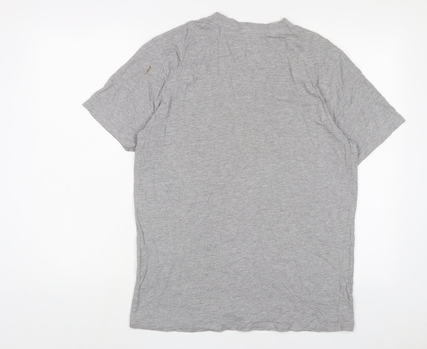 Charles Wilson Mens Grey Cotton T-Shirt Size L V-Neck