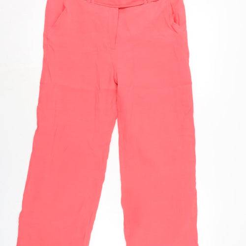 NEXT Womens Pink Herringbone Polyester Trousers Size 12 L24 in Regular