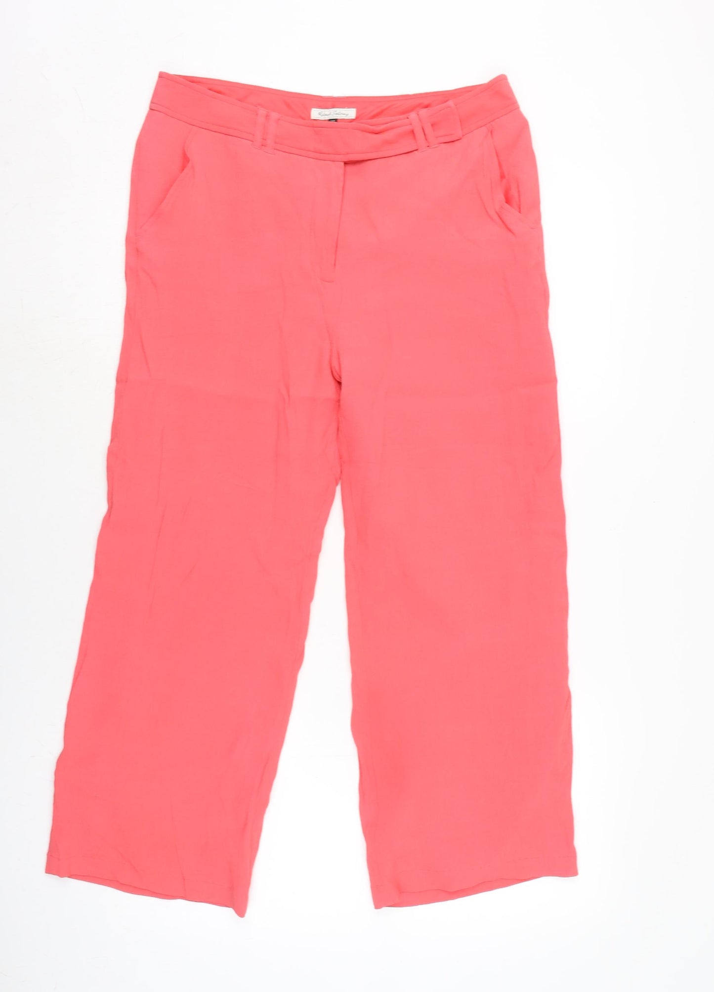 NEXT Womens Pink Herringbone Polyester Trousers Size 12 L24 in Regular