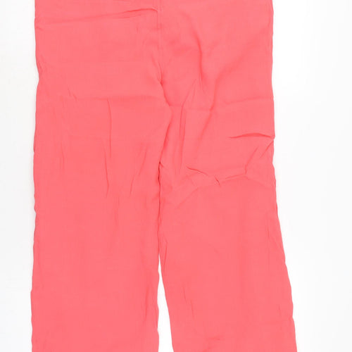 NEXT Womens Pink Herringbone Polyester Trousers Size 12 L24 in Regular