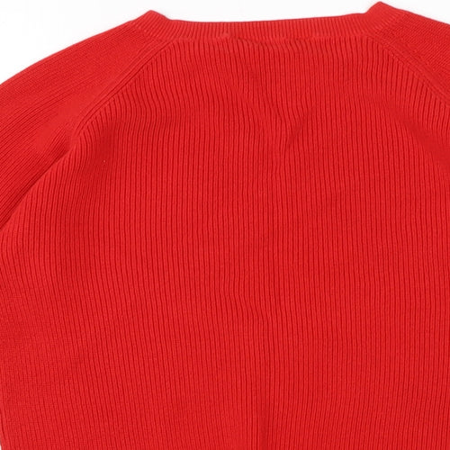 Dorothy Perkins Womens Red Crew Neck Cotton Pullover Jumper Size 12