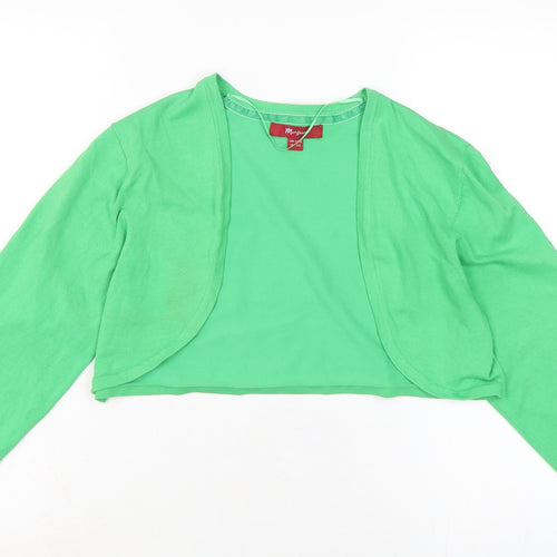 Monsoon Womens Green V-Neck Cotton Cardigan Jumper Size L - Bolero style - smaller than size stated on garment.