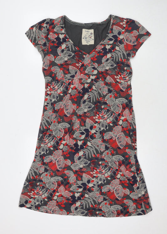 Debenhams Womens Multicoloured Floral Cotton A-Line Size 14 V-Neck Pullover