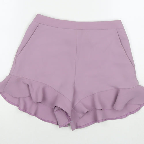 Topshop Womens Purple Polyester Hot Pants Shorts Size 8 L5 in Regular Zip