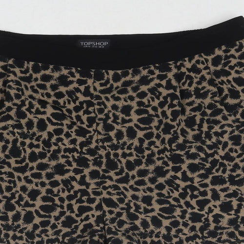 Topshop Womens Brown Animal Print Polyester Hot Pants Shorts Size 14 L3 in Regular Button