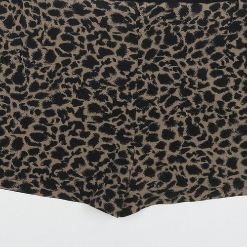 Topshop Womens Brown Animal Print Polyester Hot Pants Shorts Size 14 L3 in Regular Button