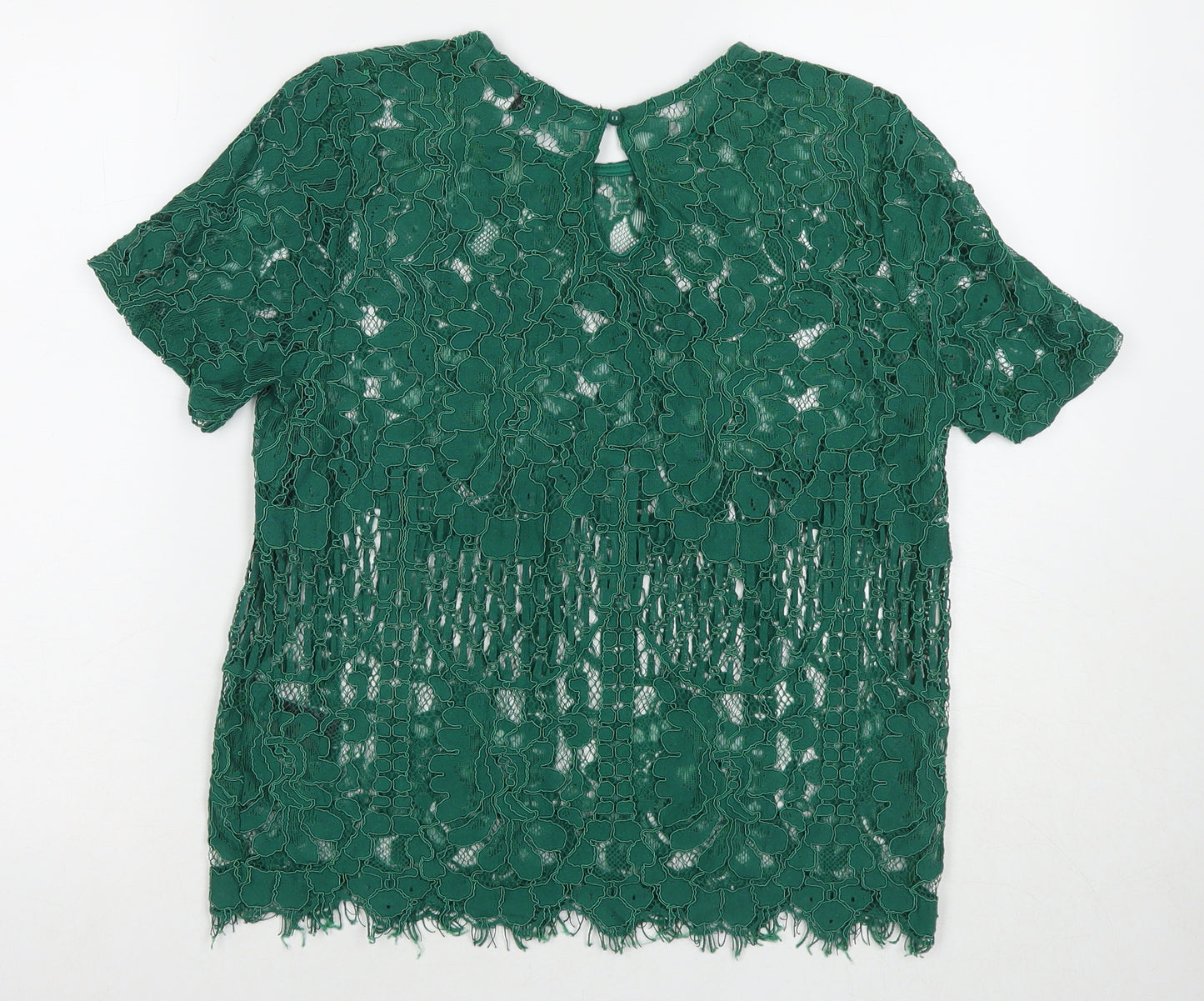 NEXT Womens Green Viscose Basic Blouse Size 12 Round Neck