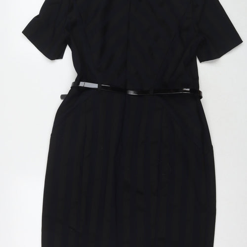 Marks and Spencer Womens Black Polyester A-Line Size 14 Collared Zip