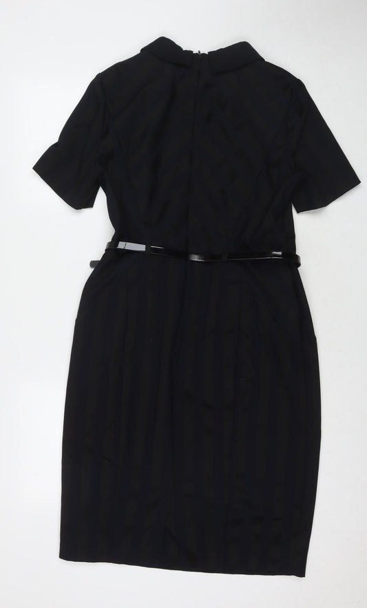 Marks and Spencer Womens Black Polyester A-Line Size 14 Collared Zip