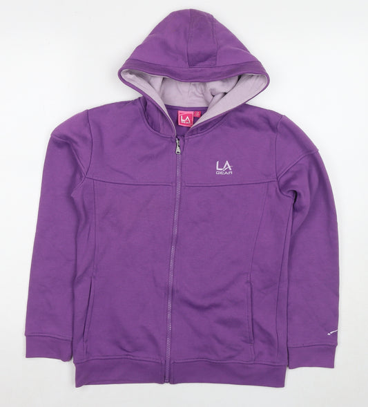 LA Gear Girls Purple Polyester Full Zip Hoodie Size 13 Years Zip