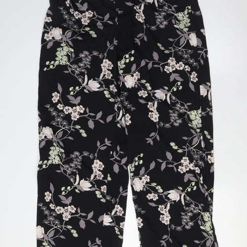 Therapy Womens Black Floral Polyester Trousers Size 14 L31 in Regular Zip