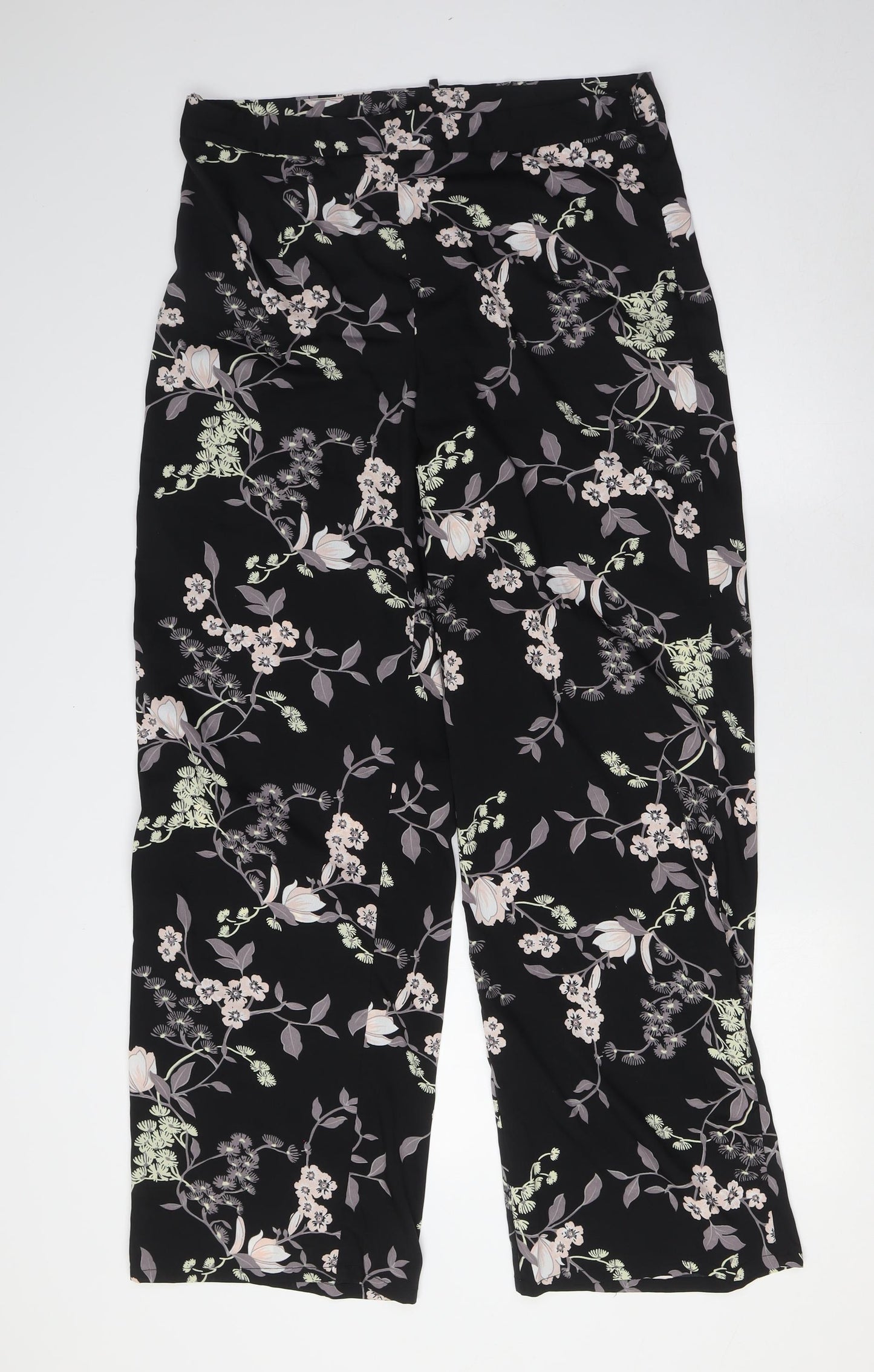 Therapy Womens Black Floral Polyester Trousers Size 14 L31 in Regular Zip