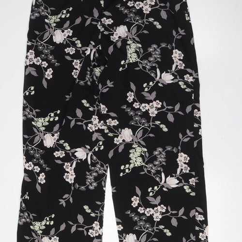 Therapy Womens Black Floral Polyester Trousers Size 14 L31 in Regular Zip