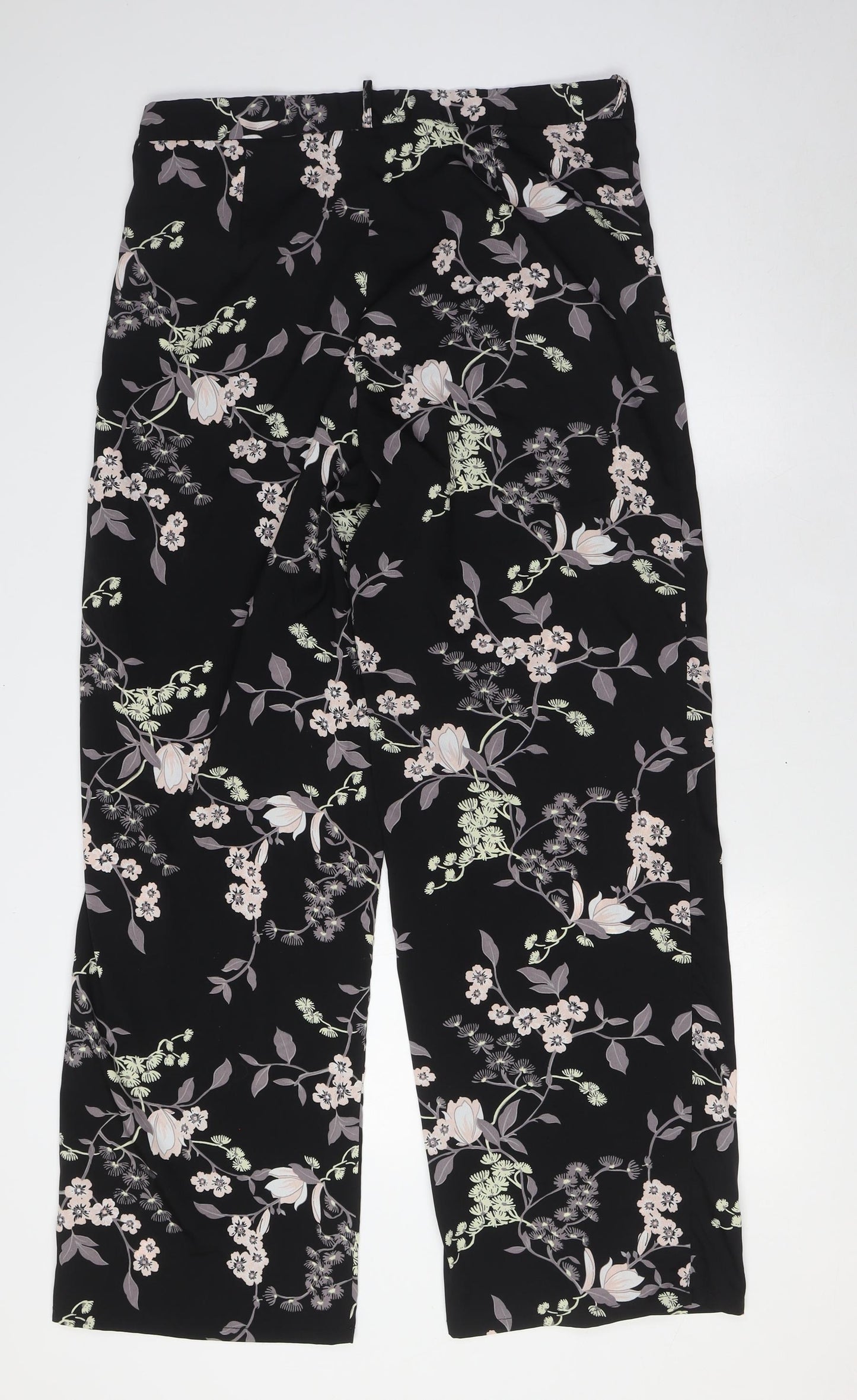 Therapy Womens Black Floral Polyester Trousers Size 14 L31 in Regular Zip