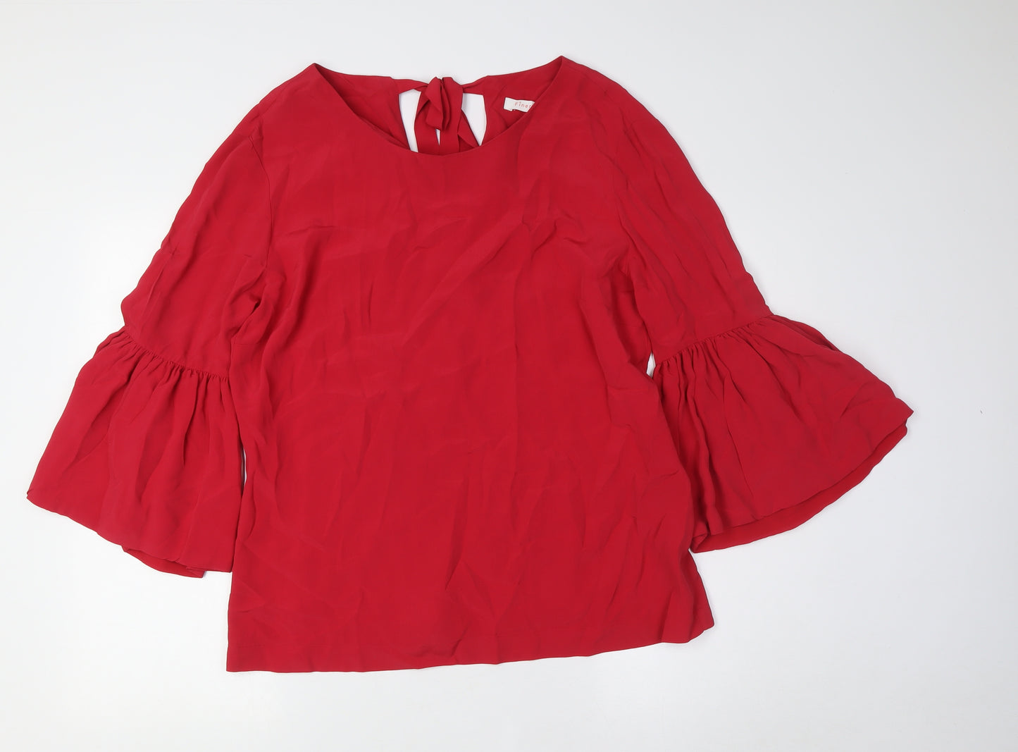 Finery Womens Red Polyester Basic Blouse Size 12 Boat Neck