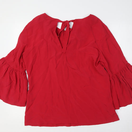 Finery Womens Red Polyester Basic Blouse Size 12 Boat Neck