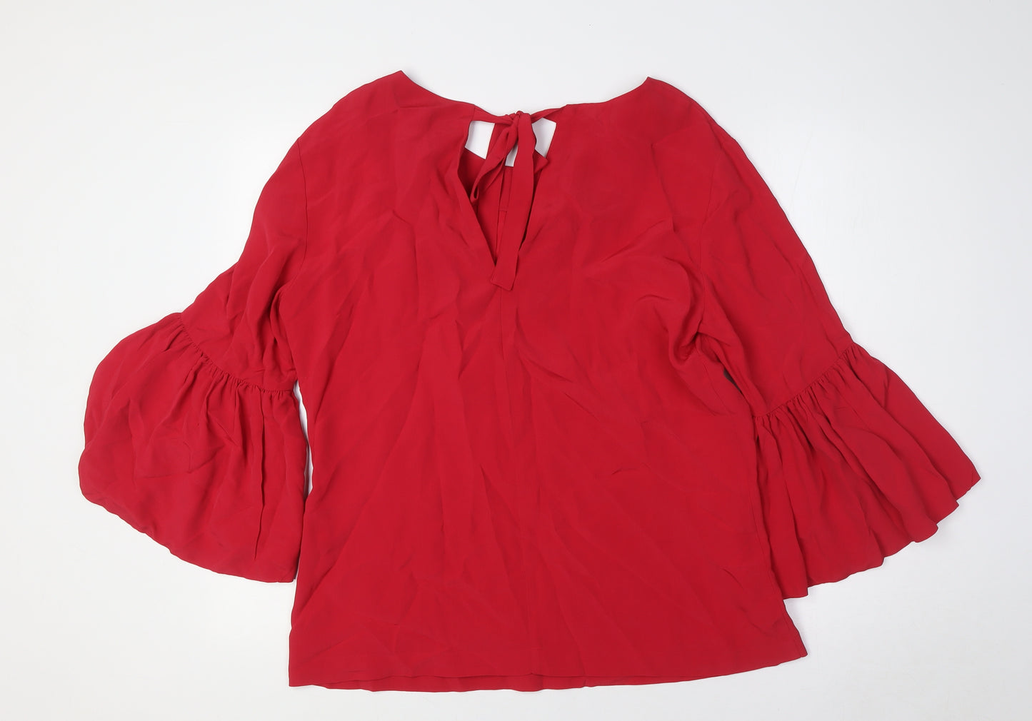 Finery Womens Red Polyester Basic Blouse Size 12 Boat Neck