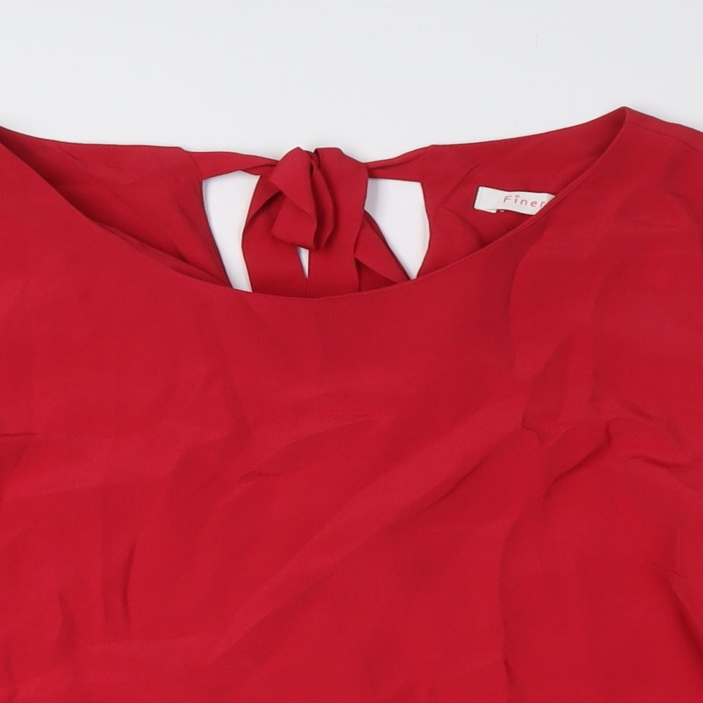 Finery Womens Red Polyester Basic Blouse Size 12 Boat Neck