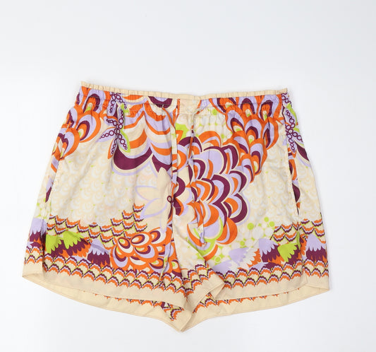 Zara Womens Multicoloured Polyester Basic Shorts Size M L20 in Regular Tie