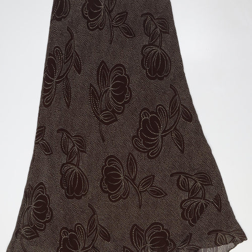 Alex&Co Womens Brown Floral Polyester A-Line Skirt Size 14 - Elasticated Waist