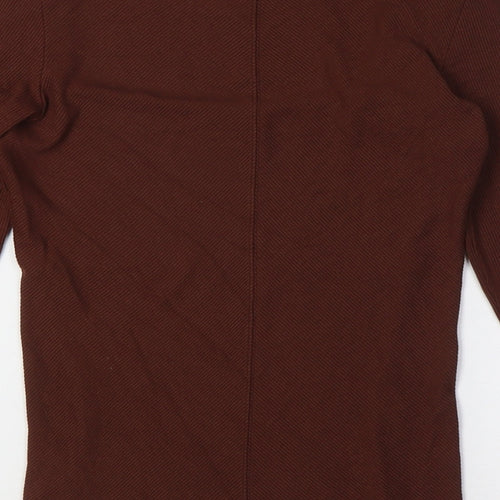 Reiss Womens Brown Polyester Basic T-Shirt Size XS Square Neck - Ribbed