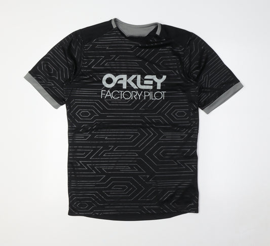 Oakley Mens Black Polyester T-Shirt Size S Round Neck